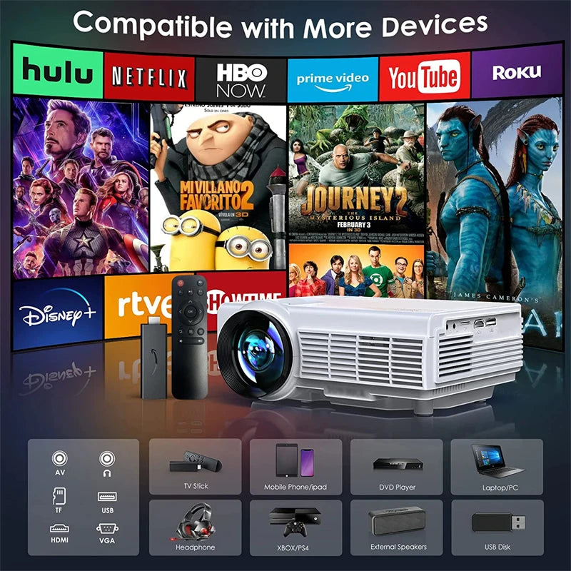 TAIDU Portable Projector 4K Home Theater Beamer Smartphone Screen Mirroring Dual WiFi 5G Bluetooth HD 1080P Video Proyector